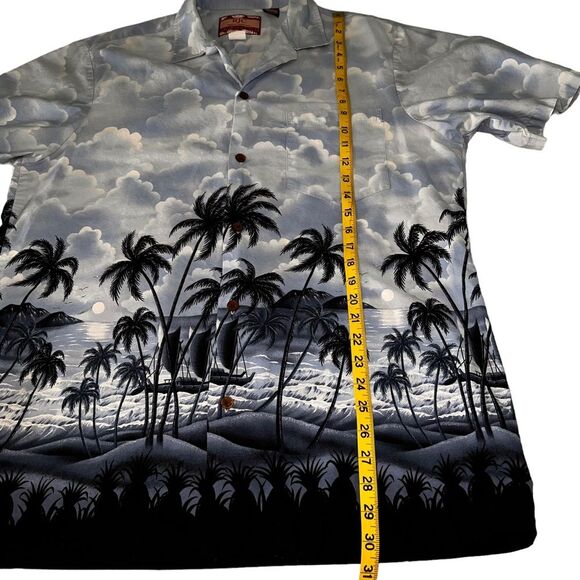Vintage RJC Hawaiian Button Front Shirt Large Blue Cotton - Picture 5 of 11